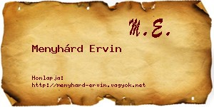 Menyhárd Ervin névjegykártya